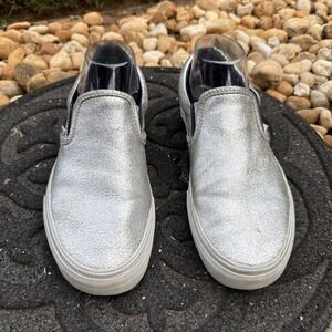 VANS Classic Slip - Silver Metallic Sneakers SLIP ON Women's Size 8.5  Men's‎ 7